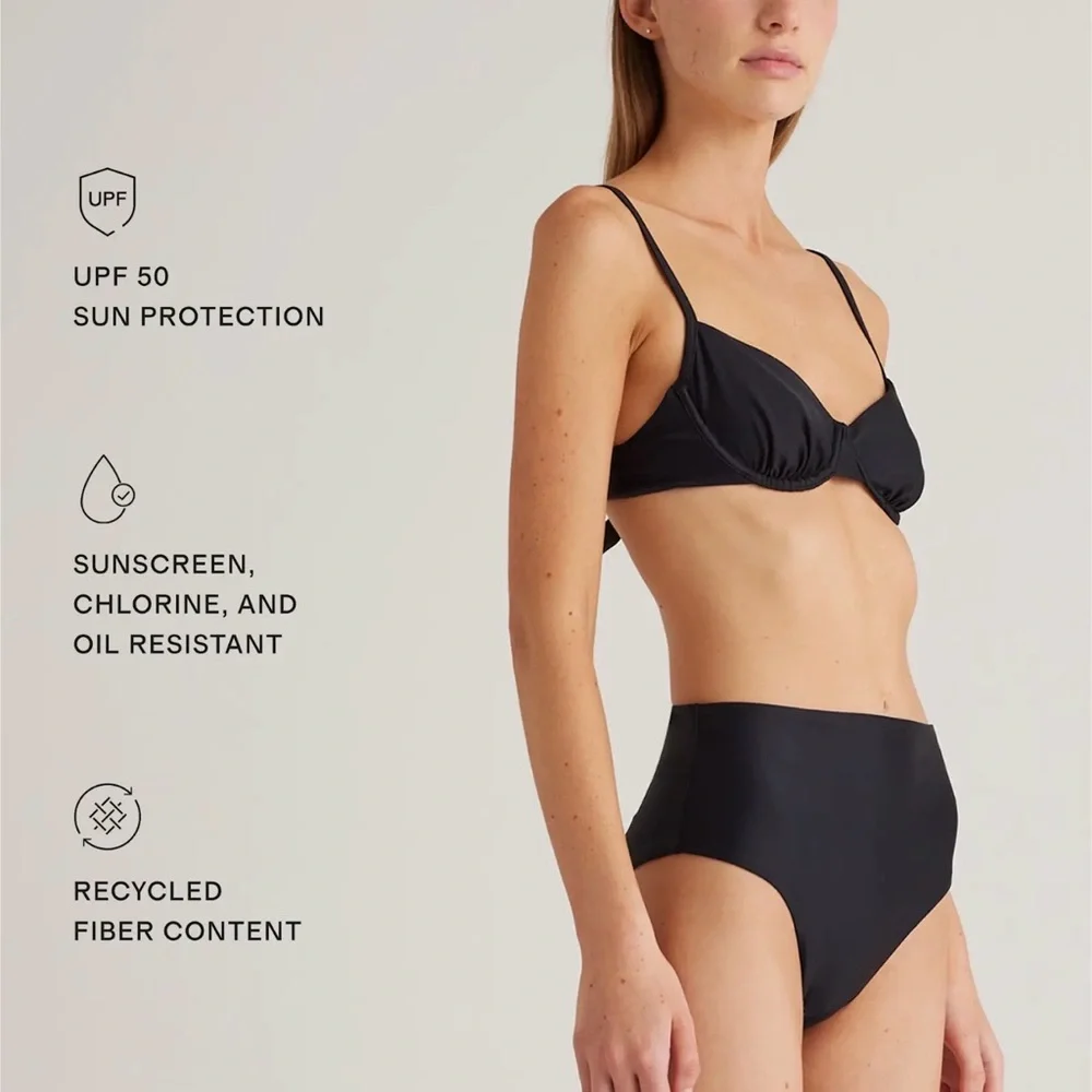 Quince Italian Demi Bikini Top in Black Size Medium 702